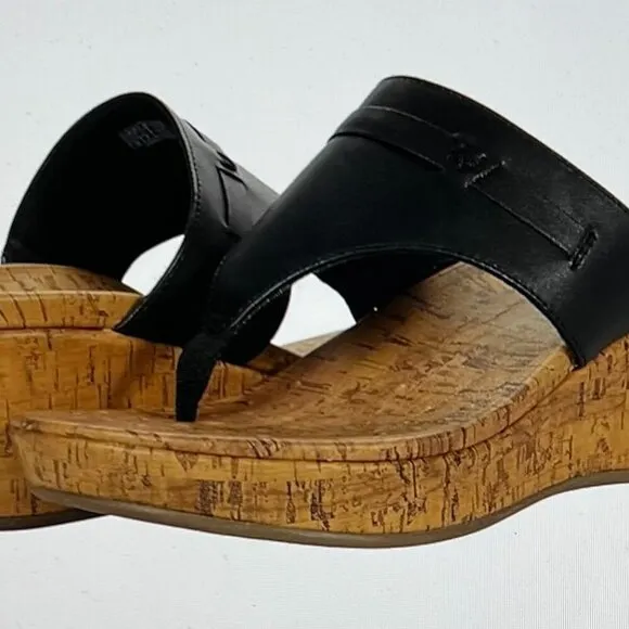 Vionic Womens Atlantic Cameron NAT Faux Leather Cork Thong Sandals Size 6