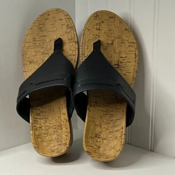 Vionic Womens Atlantic Cameron NAT Faux Leather Cork Thong Sandals Size 6