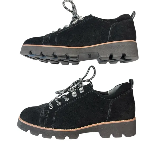 Vionic Womens Ballari Black Suede Sneaker Oxfords Orthotic Comfort Shoe Size 7.5