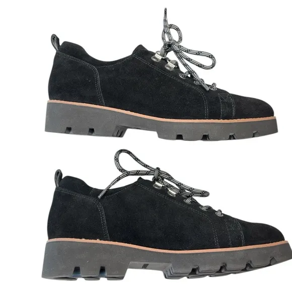 Vionic Womens Ballari Black Suede Sneaker Oxfords Orthotic Comfort Shoe Size 7.5