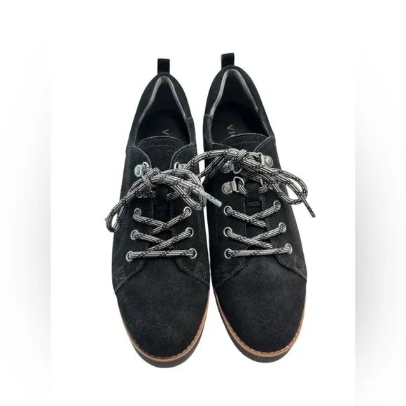 Vionic Womens Ballari Black Suede Sneaker Oxfords Orthotic Comfort Shoe Size 7.5