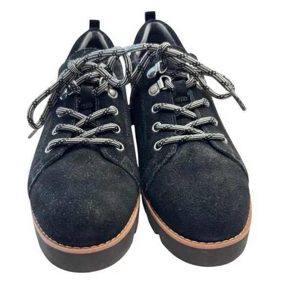 Vionic Womens Ballari Black Suede Sneaker Oxfords Orthotic Comfort Shoe Size 7.5