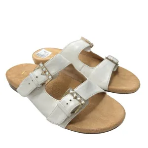 Vionic Womens Czarina Sandals White Leather Double Strap Shoe Sz 7 w/Orthaheel
