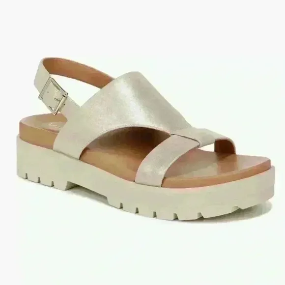Vionic Women's Gold Leather Alondra Ankle T-Strap Sandal Size 8