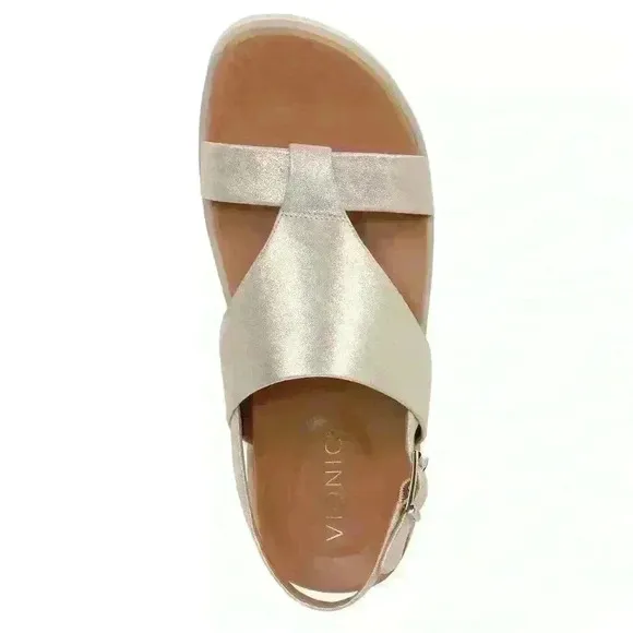 Vionic Women's Gold Leather Alondra Ankle T-Strap Sandal Size 8