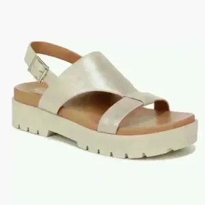 Vionic Women's Gold Leather Alondra Ankle T-Strap Sandal Size 8