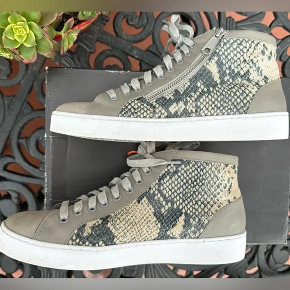 🔸Vionic Womens Gray &amp; Tan  Splendid Torri High-Top Sneaker Orthaheel Technology