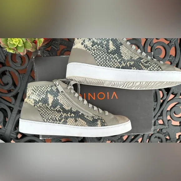 🔸Vionic Womens Gray &amp; Tan  Splendid Torri High-Top Sneaker Orthaheel Technology