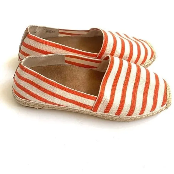 VIONIC ORANGE WHITE STRIPE ORTHAHEEL ESPADRILLE