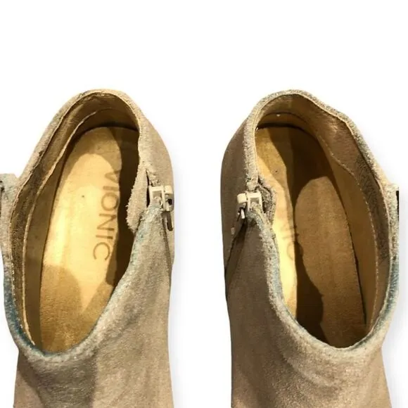 Vionic Tan Upright Faros Suede Heeled Boots Size 5