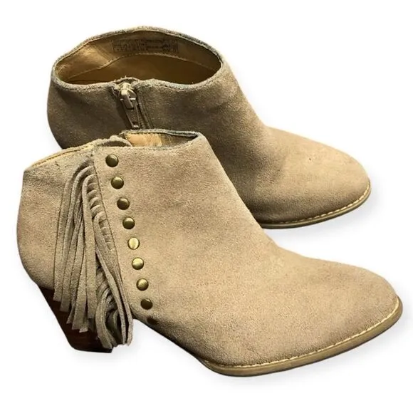 Vionic Tan Upright Faros Suede Heeled Boots Size 5