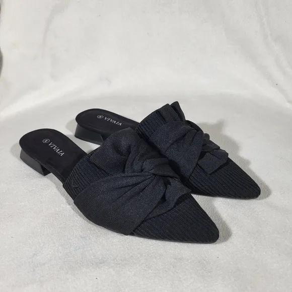 Vivaia Black Pointed-Toe Knot Sandals (Yaffa Pro) Size 39 EU / 8 US