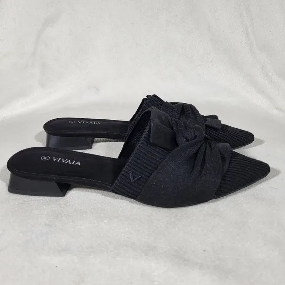 Vivaia Black Pointed-Toe Knot Sandals (Yaffa Pro) Size 39 EU / 8 US