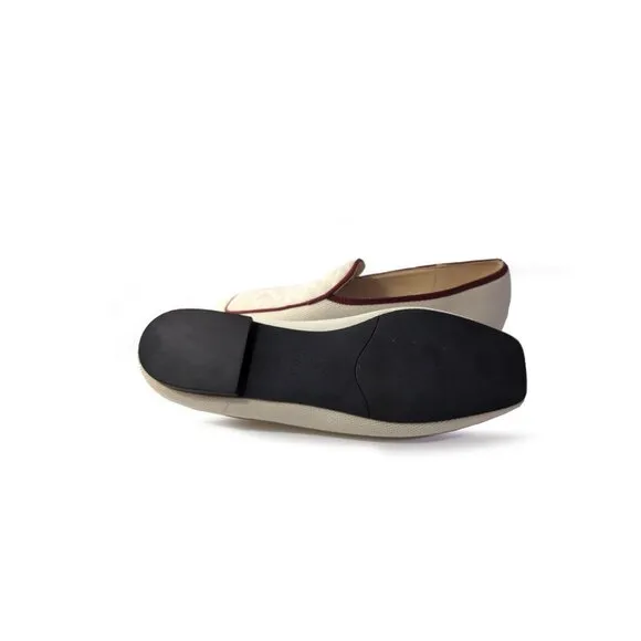 VIVAIA Loafers 'Leona' Beige Quilted Loafers Flats Square Toe Shoes Size 40