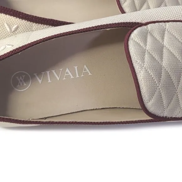 VIVAIA Loafers 'Leona' Beige Quilted Loafers Flats Square Toe Shoes Size 40