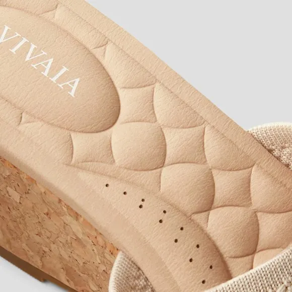 VIVAIA ROUND TOE WEDGE SANDALS ALMOND CROCHET - 8.5