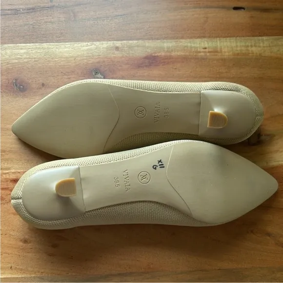 VIVAIA Scarlett Pointed-Toe Kitten Heels Almond New Size EU 38.5, US 7.5