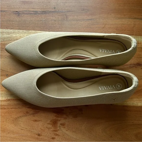 VIVAIA Scarlett Pointed-Toe Kitten Heels Almond New Size EU 38.5, US 7.5