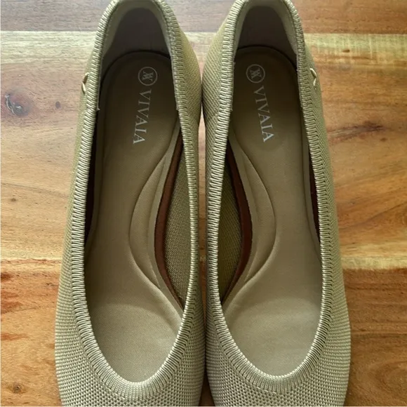 VIVAIA Scarlett Pointed-Toe Kitten Heels Almond New Size EU 38.5, US 7.5