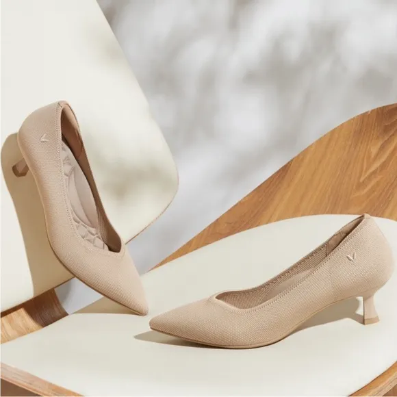 VIVAIA Scarlett Pointed-Toe Kitten Heels Almond New Size EU 38.5, US 7.5