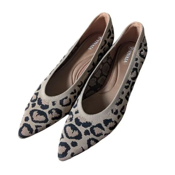 Vivaia Stella kitten heel‎ size 40 / US 9 pointed toe Leopard comfort