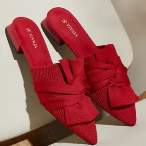 VIVAIA Yaffa Pointed Toe Knot Sandals in Ruby Red