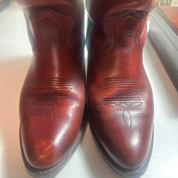 Vtg 90s FRYE 2356  Made USA  Oxblood Red Leather Cowboy Boot 10 woman / 8.5D men