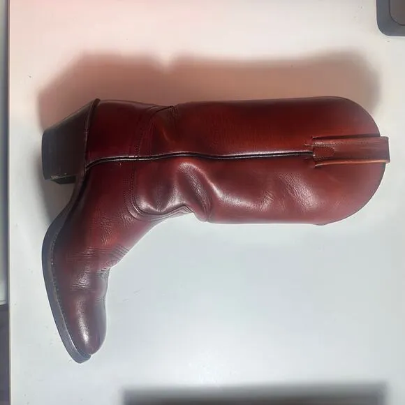 Vtg 90s FRYE 2356  Made USA  Oxblood Red Leather Cowboy Boot 10 woman / 8.5D men