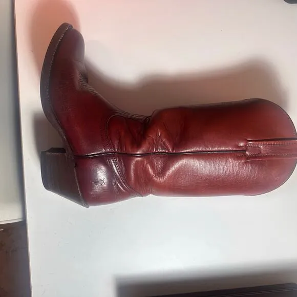 Vtg 90s FRYE 2356  Made USA  Oxblood Red Leather Cowboy Boot 10 woman / 8.5D men