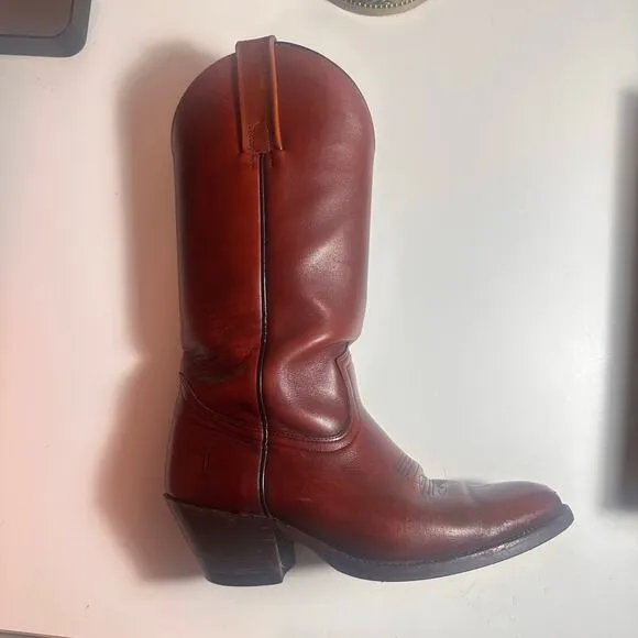 Vtg 90s FRYE 2356  Made USA  Oxblood Red Leather Cowboy Boot 10 woman / 8.5D men