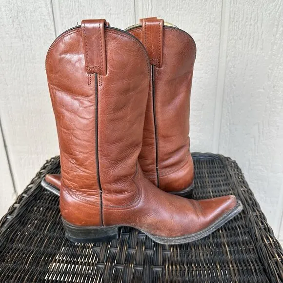 Vtg Botas Jaca Boots Womens‎ Size 5 Mex 24 Brick Red Western Cowgirl Pointed Toe