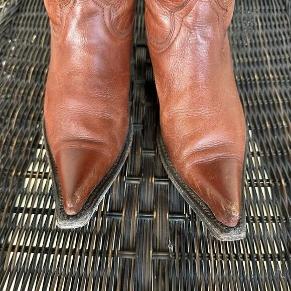 Vtg Botas Jaca Boots Womens‎ Size 5 Mex 24 Brick Red Western Cowgirl Pointed Toe