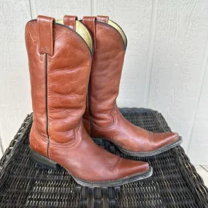 Vtg Botas Jaca Boots Womens‎ Size 5 Mex 24 Brick Red Western Cowgirl Pointed Toe