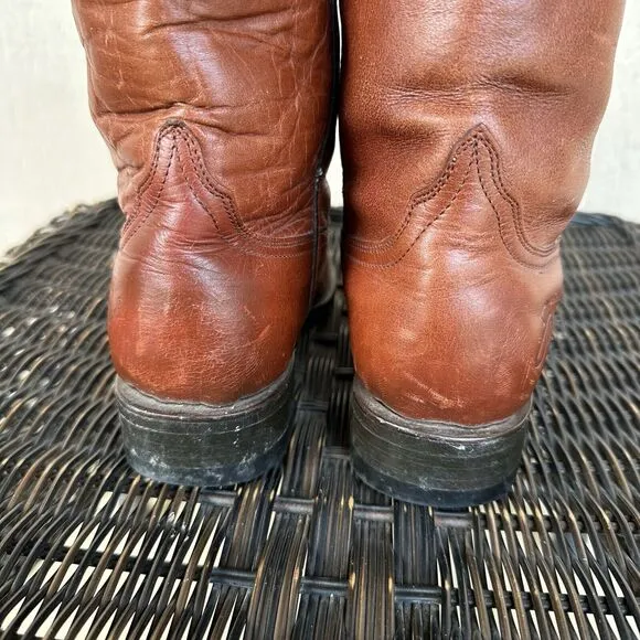 Vtg Botas Jaca Boots Womens‎ Size 5 Mex 24 Brick Red Western Cowgirl Pointed Toe