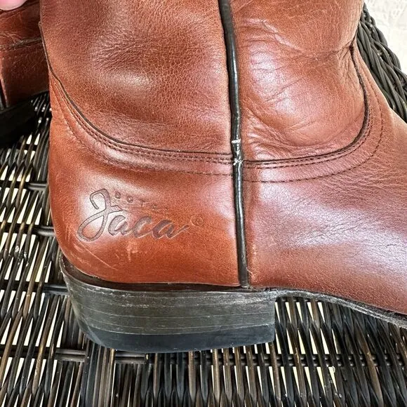 Vtg Botas Jaca Boots Womens‎ Size 5 Mex 24 Brick Red Western Cowgirl Pointed Toe