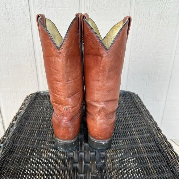 Vtg Botas Jaca Boots Womens‎ Size 5 Mex 24 Brick Red Western Cowgirl Pointed Toe