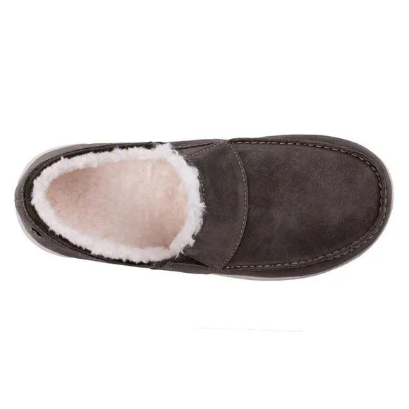 Waco Spenco girl's Wool Collared Fiesta Cozy Suede Slip On Shoes Olive size 6