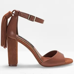 WHBM SUEDE TASSEL CHUNKY HEELS