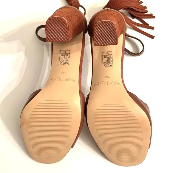 WHBM SUEDE TASSEL CHUNKY HEELS
