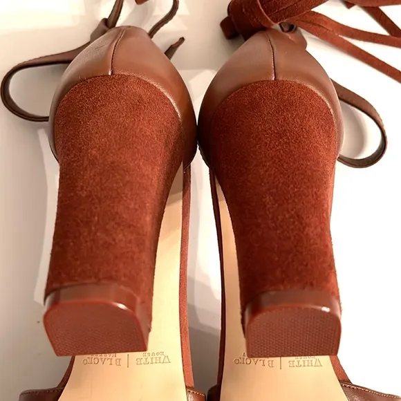 WHBM SUEDE TASSEL CHUNKY HEELS