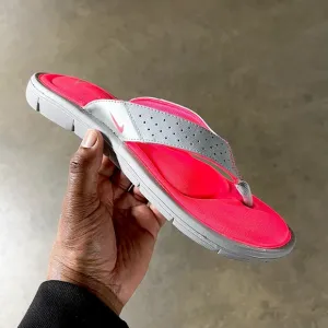 WMNS NIKE COMFORT THONG SILVER GREY HOT NEON PINKS FOOTBEDS FOOT BED FOOTBED NWB