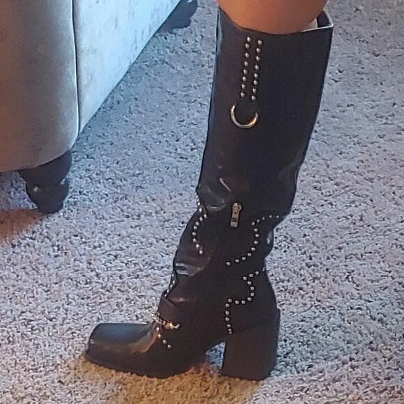 Women Platform Wide Calf Knee High Boots