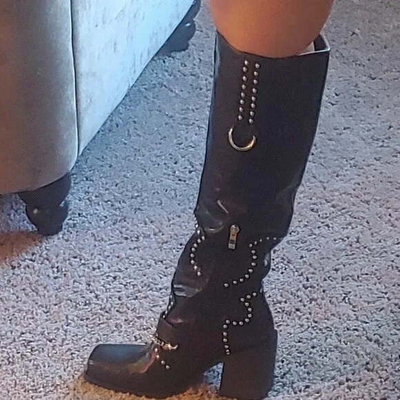Women Platform Wide Calf Knee High Boots
