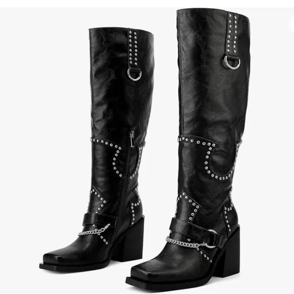 Women Platform Wide Calf Knee High Boots