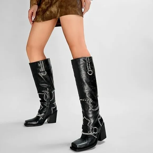 Women Platform Wide Calf Knee High Boots