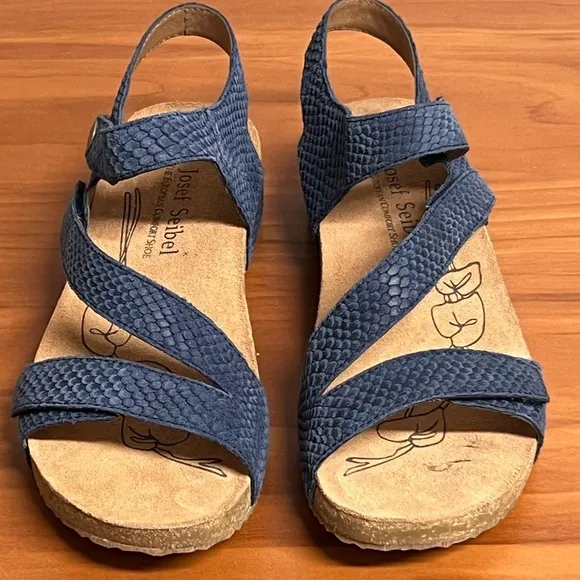 Women's Josef Seibel Tonga Adjustable Strap Leather Sandals Size 6-6.6 NIB
