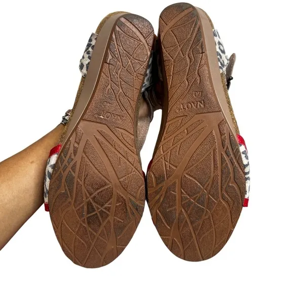 Women's Naot Fiona Cheetah/Kiss Red/Radiant Gold Suede/Leather Size 40/US 9