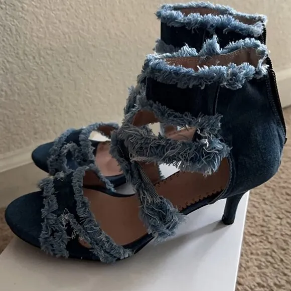 Women's Open Toe Denim High Heeled Sandals