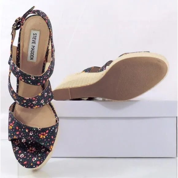 Women's Steve Madden Jenny Espadrille Wedge Heels Sandals Blue Multi