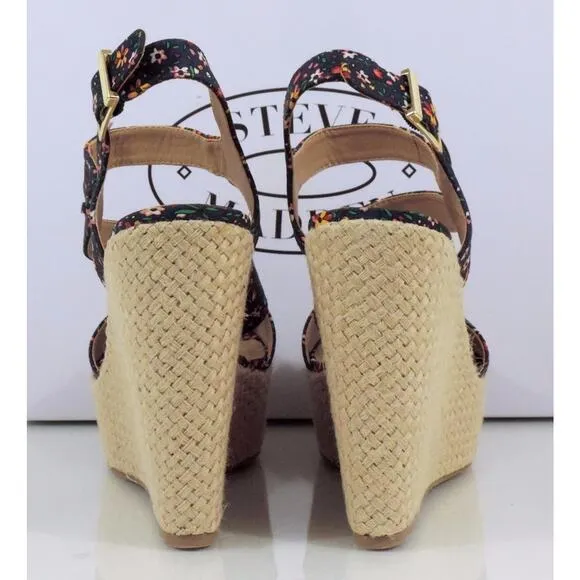 Women's Steve Madden Jenny Espadrille Wedge Heels Sandals Blue Multi